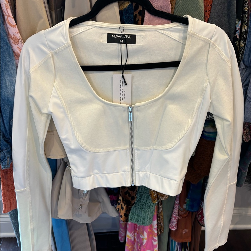 Maniere De Voir Cream Long Sleeve Fitted Bodysuit